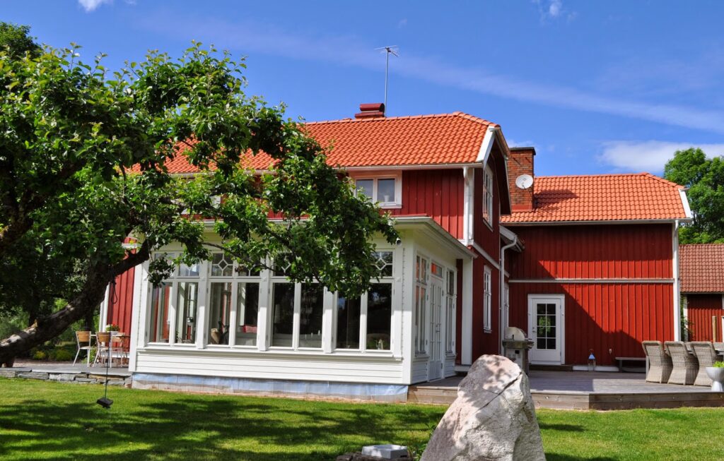 Takläggning vid nybyggnation av villa. Storö Stockholms Skärgård